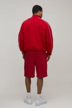Short En Jersey Coupe Baggy Avec Finition Spray Wash Et Passepoil Contrasté