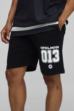 boohooMAN Short En Jersey À Coupe Regular Avec Graphisme Varsity Officiel<Homme Shorts