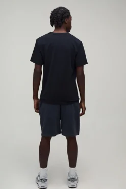Short En Jersey Délavé Coupe Ample Avec Appliqué Étoile