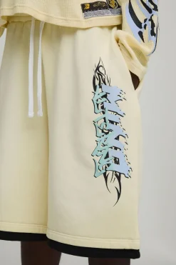 boohooMAN Short En Jersey Délavé Coupe Oversize Avec Graphisme Graffiti<Homme Jorts|Denim