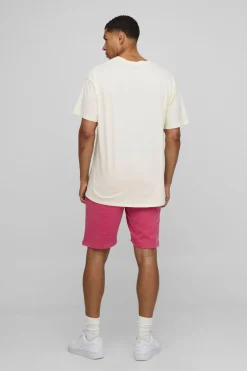 Short En Jersey Délavé Coupe Regular Avec Motif Cœur Édition Limitée