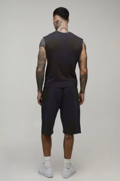Short En Jersey Délavé Oversize Avec Strass Grande Taille