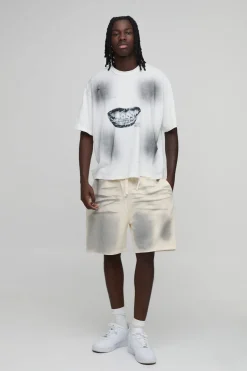 Short En Jersey Délavé Par Synthétiquelvérisation Coupe Regular