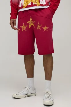 Short En Jersey Molletonné Coupe Ample Style Western À Clous