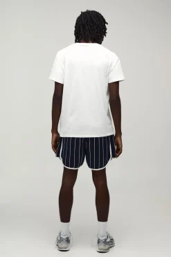 Short En Jersey Tricot À Fines Rayures Coupe Racer