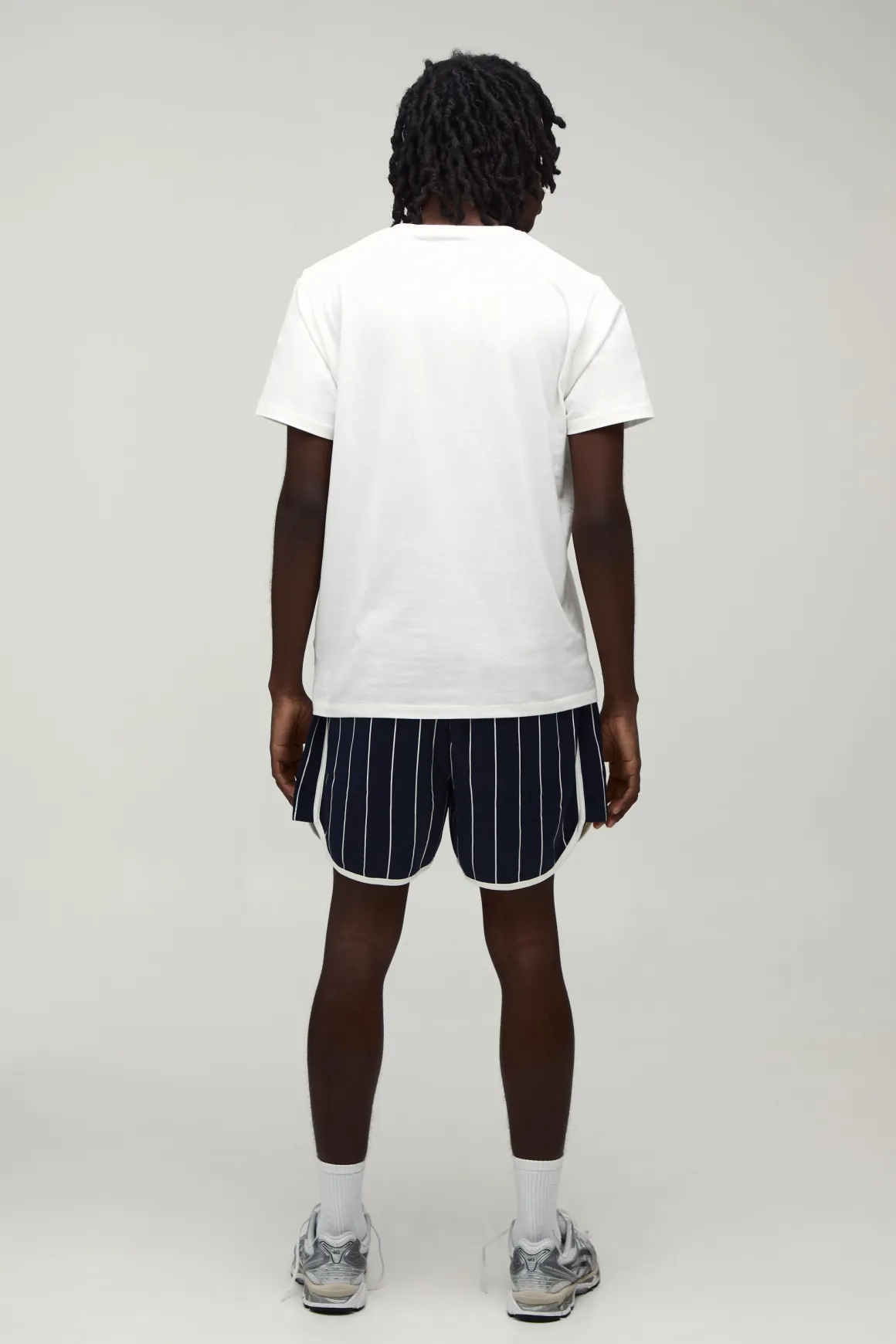 Short En Jersey Tricot À Fines Rayures Coupe Racer