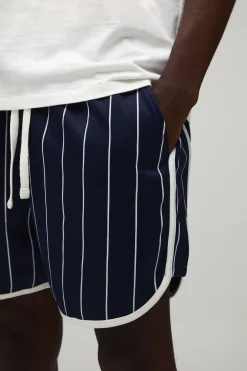 Short En Jersey Tricot À Fines Rayures Coupe Racer