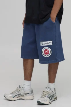 boohooMAN Short En Jersey Varsity Délavé Coupe Ample<Homme Shorts