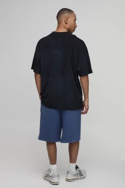 boohooMAN Short En Jersey Varsity Délavé Coupe Ample<Homme Shorts