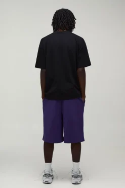 Short En Jersey Violet Coupe Ample Avec Broderie