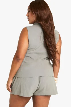 Short en lin ajusté Plus