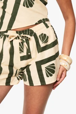 Short En Lin Imprimé Coquillages
