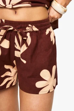 Short En Lin Imprimé Coquillages