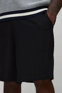 Short en lin lourd à taille fixe à coupe décontractée