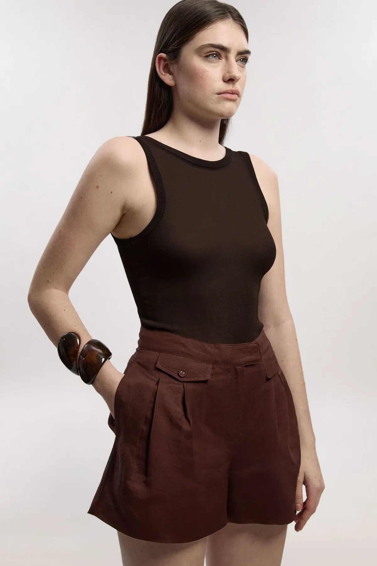 KarenMillen Short en lin viscose à poches tissées<Femme Shorts|Tenues De Plage