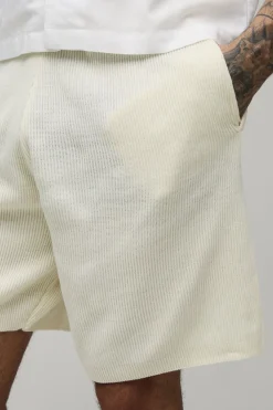 Short En Maille Côtelée Décontracté Pour Grande Taille