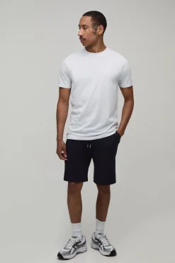Short En Maille À Rayures Avec Point Ajouré Coupe Décontractée