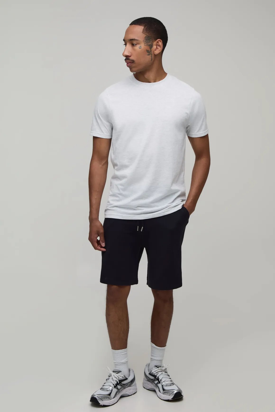Short En Maille À Rayures Avec Point Ajouré Coupe Décontractée
