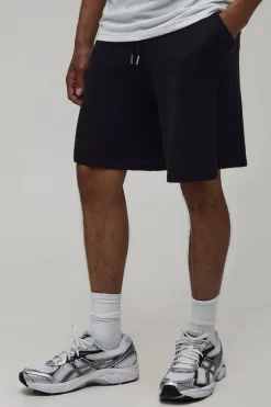 Short En Maille À Rayures Avec Point Ajouré Coupe Décontractée