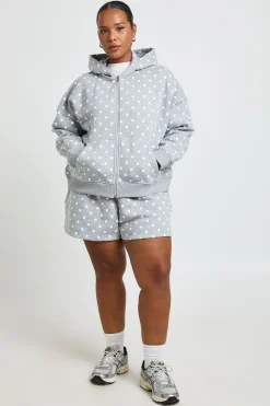 boohoo Short En Molleton Grande Taille Taille Haute À Pois<Femme Pois|Shorts