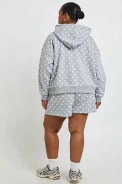 boohoo Short En Molleton Grande Taille Taille Haute À Pois<Femme Pois|Shorts
