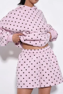 Short En Molleton Taille Haute À Pois