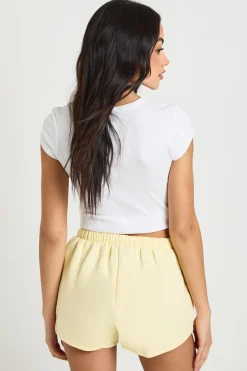 Short En Molleton Taille Mi-haute Avec Patte De Boutonnage Henley