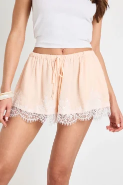 Short En Mousseline Avec Bordure En Dentelle
