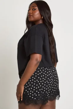 Short En Mousseline Avec Bordure En Dentelle Grande Taille