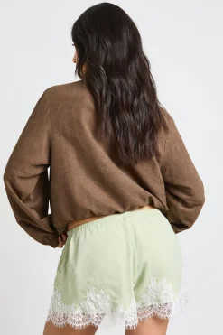boohoo Short En Mousseline À Bordure En Dentelle<Femme Satin Et Dentelle|Shorts