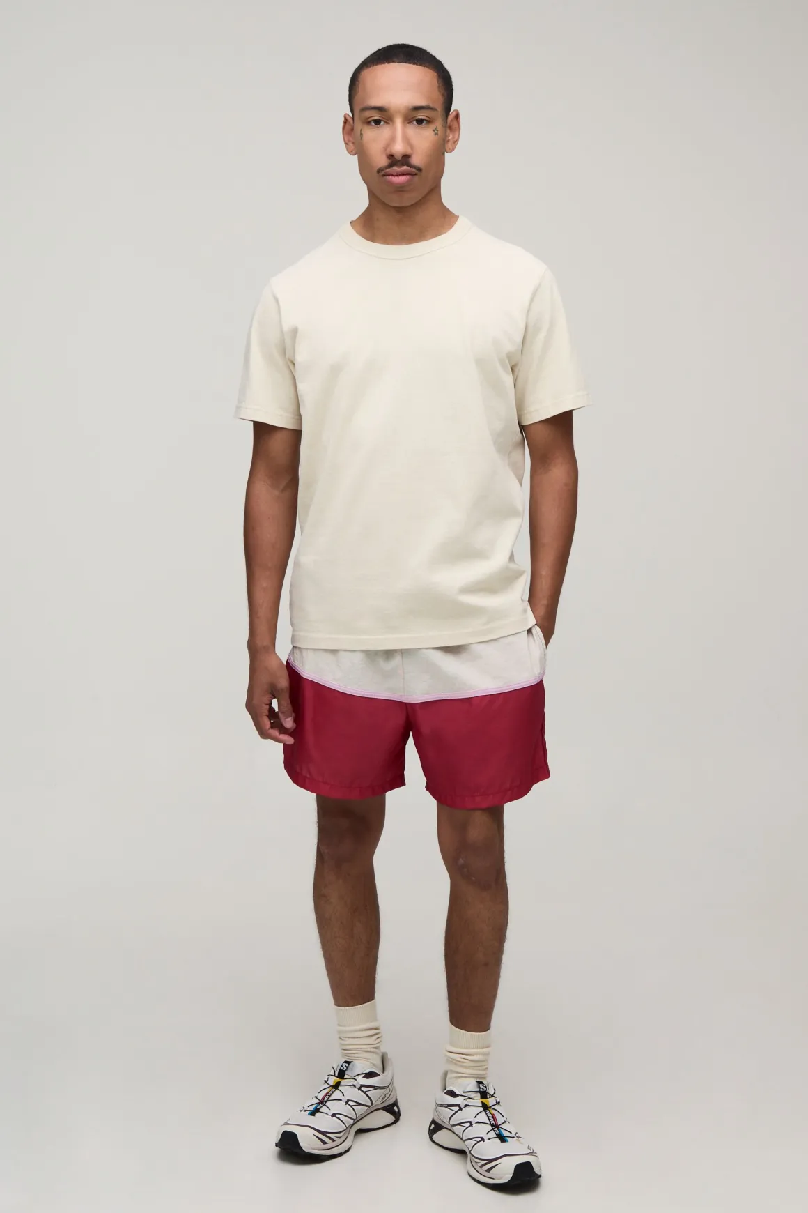 Short En Nylon À Longueur Courte Avec Bandes Rayées Coupe Décontractée
