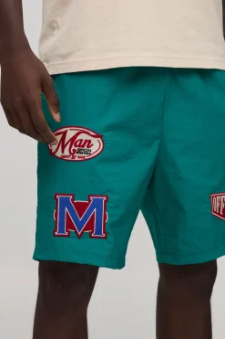 Short En Nylon Mi-long Décontracté À Multi-badges