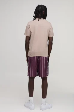 Short En Nylon À Rayures Coupe Décontractée Longueur Courte