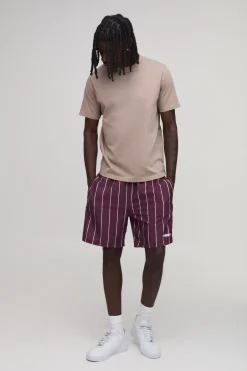 Short En Nylon À Rayures Coupe Décontractée Longueur Courte