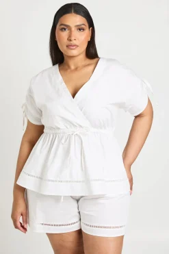 Short En Popeline Avec Détail Échelle Grande Taille