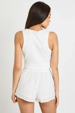 boohoo Short En Popeline Avec Finitions En Broderie Anglaise<Femme Shorts