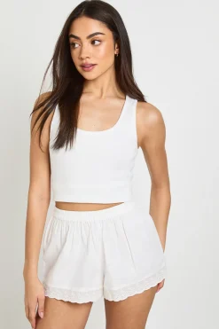 boohoo Short En Popeline Avec Finitions En Broderie Anglaise<Femme Shorts