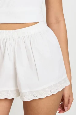 boohoo Short En Popeline Avec Finitions En Broderie Anglaise<Femme Shorts
