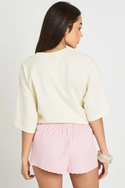 Short En Popeline Avec Finition Broderie Anglaise