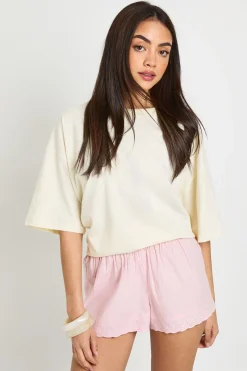 Short En Popeline Avec Finition Broderie Anglaise