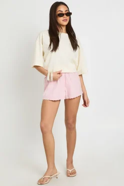Short En Popeline Avec Finition Broderie Anglaise