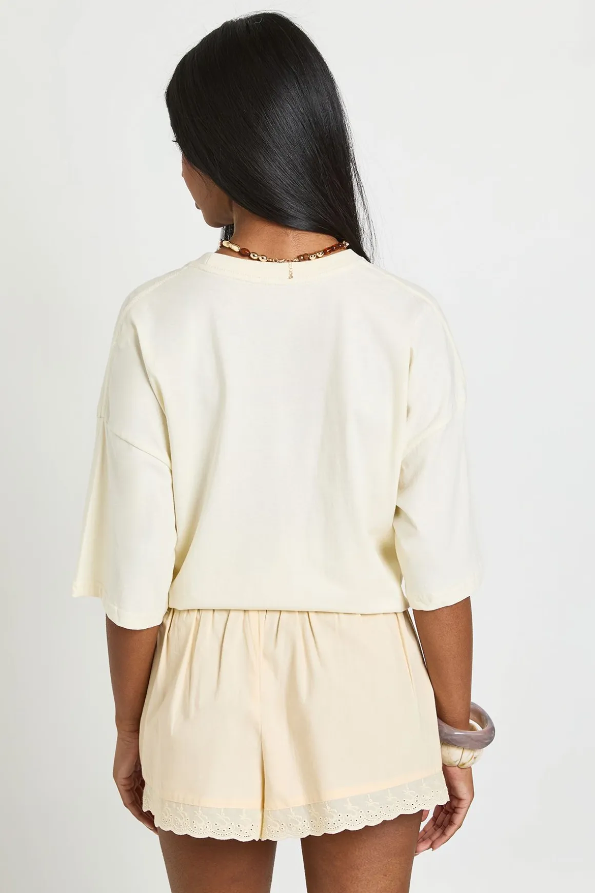 Short En Popeline À Finition Broderie Anglaise