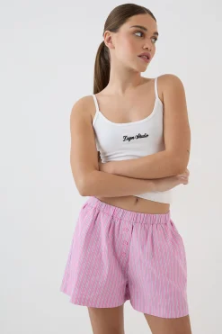 DSGN Studio Short En Popeline À Rayures Avec Boutonnage Henley<Femme Dsgn Studio|Shorts