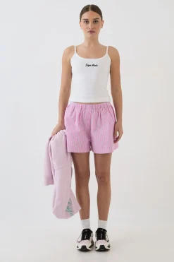 DSGN Studio Short En Popeline À Rayures Avec Boutonnage Henley<Femme Dsgn Studio|Shorts
