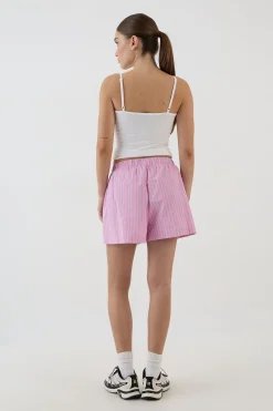 DSGN Studio Short En Popeline À Rayures Avec Boutonnage Henley<Femme Dsgn Studio|Shorts