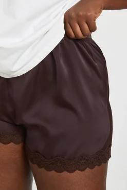 Short En Satin Avec Bordure En Dentelle Grande Taille