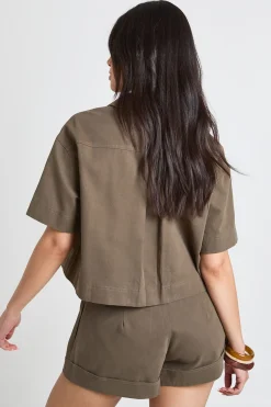 boohoo Short En Sergé Avec Revers Retroussés<Femme Shorts