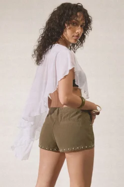 Short En Sergé À Clous