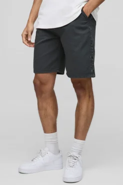 boohooMAN Short en Sergé Délavé Coupe Décontractée avec Ourlet à Pressions<Homme Shorts