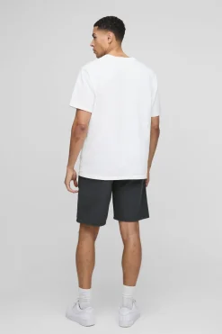boohooMAN Short en Sergé Délavé Coupe Décontractée avec Ourlet à Pressions<Homme Shorts